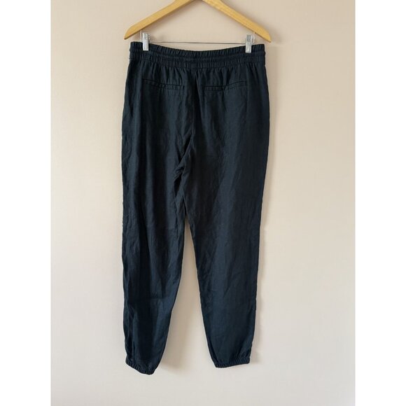 Athleta 100% Linen Retreat High Rise Tapered Jogger Black Commute Travel M/T - Picture 3 of 10